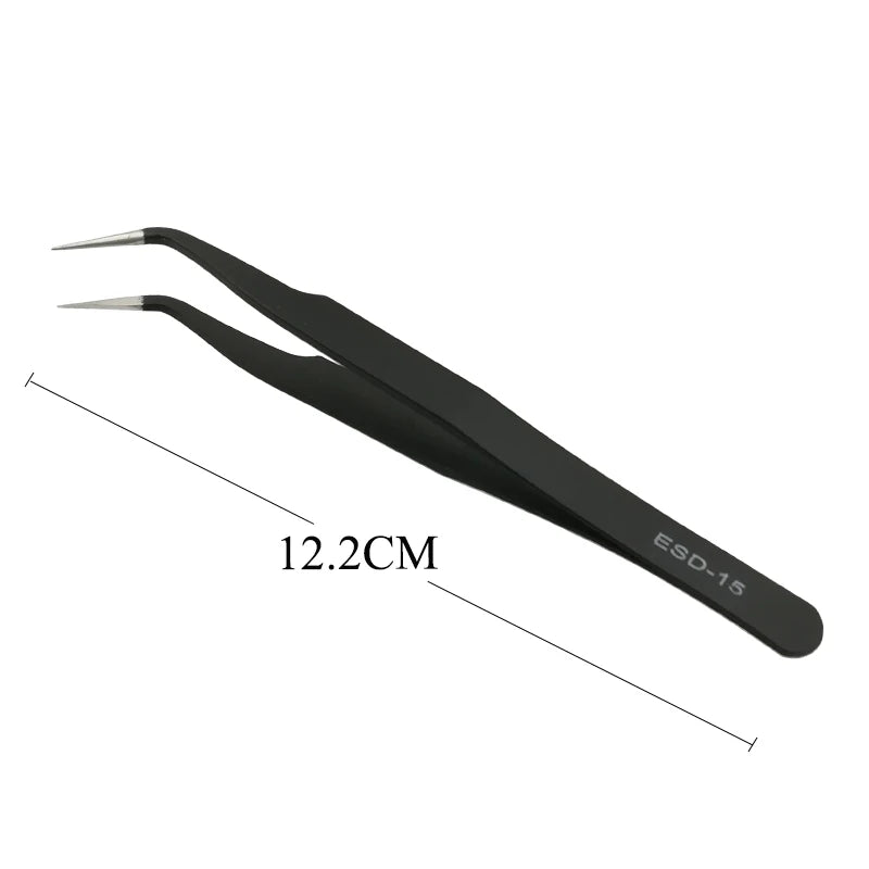 Pincette extensions faux cils – Acier inoxydable, pointe fibre, précision professionnelle