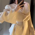 Chemisier chic femme Satin, col swing, manches longues, ceinture taille 7 coloris