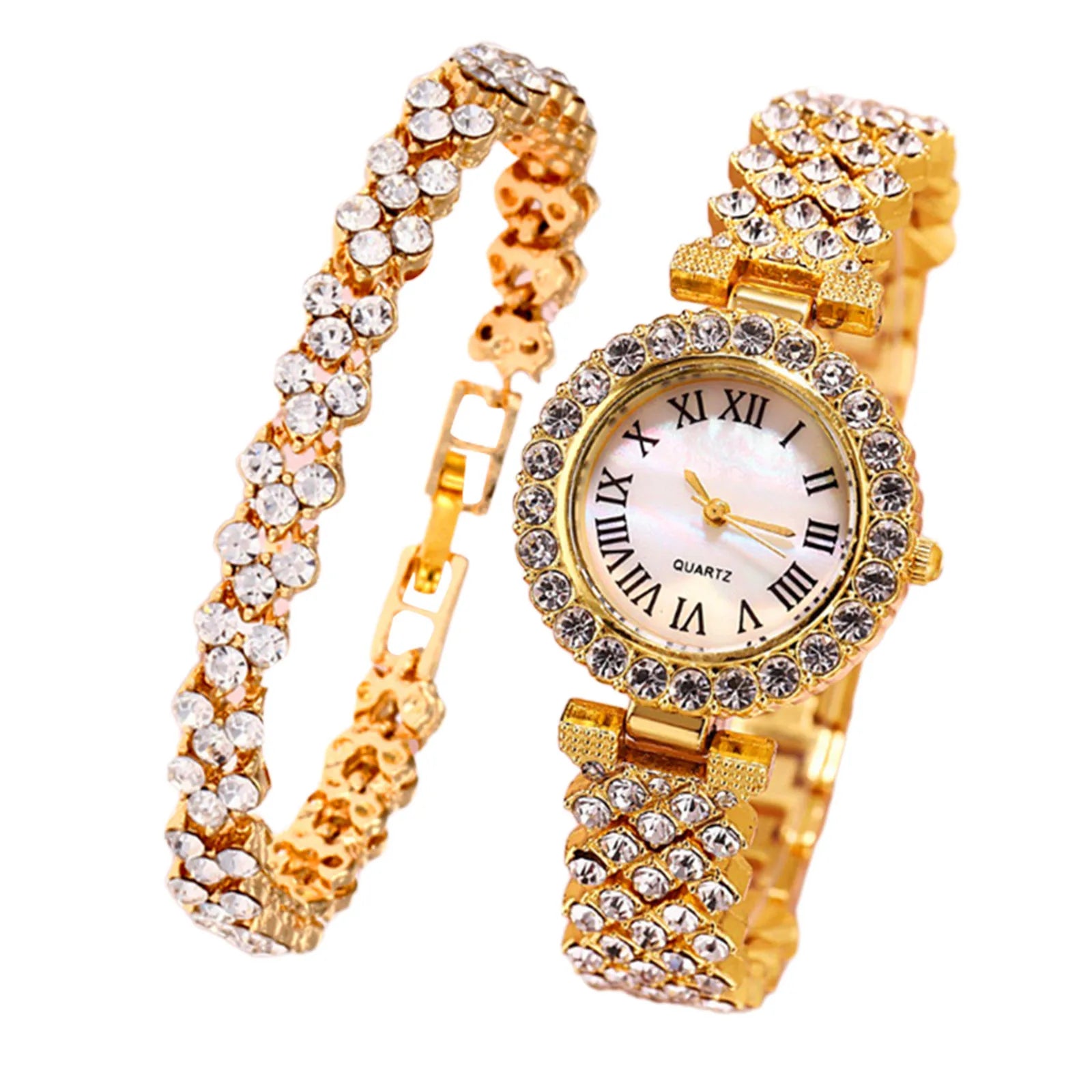Montre femme diamant – Cadran rond, chiffres romains – Plusieurs coloris
