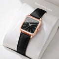 Montre femme carrée Petit cadran, bracelet cuir, quartz