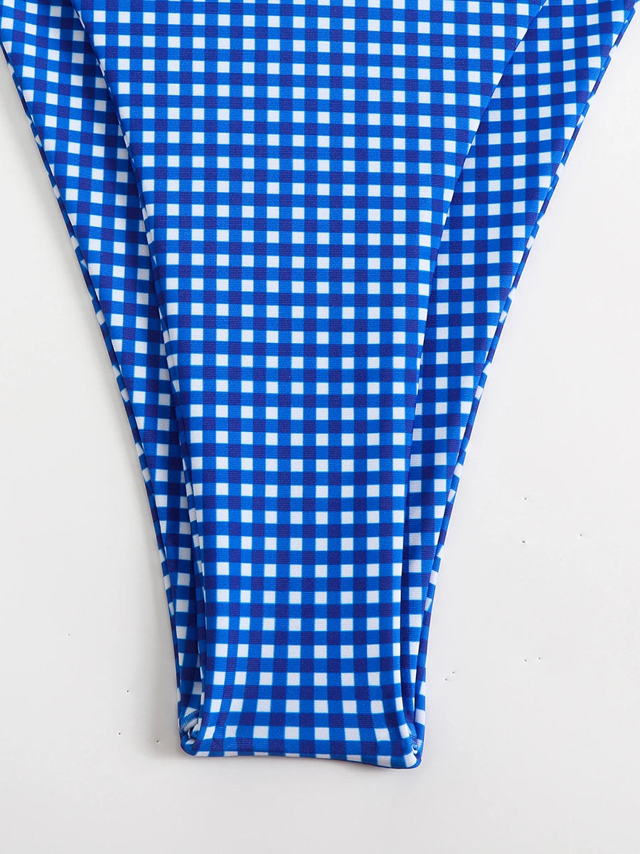 Bikini 2 Pièces – Halter & String Motif Petits Carreaux -Plusieurs coloris