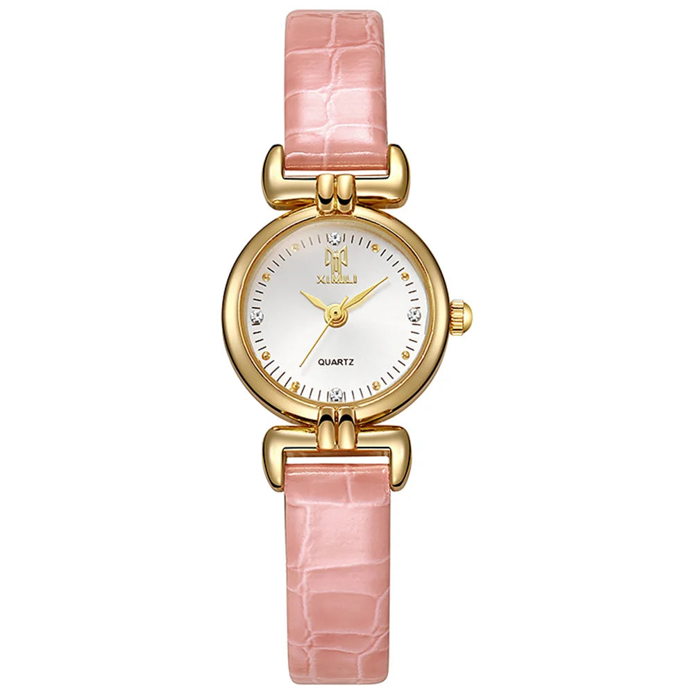 Montre femme verte Quartz, petits diamants, design simple & chic 6 coloris