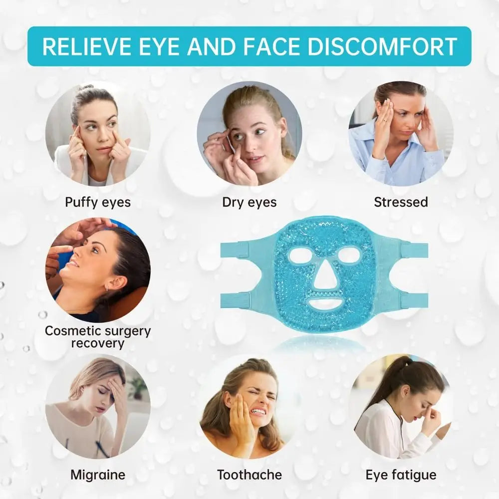 Masque gel yeux & visage chaud/froid – Réutilisable, anti-fatigue, 3 coloris