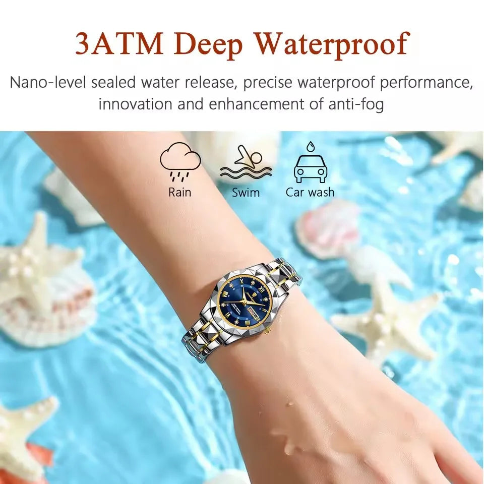 Montre POEDAGAR femme – Quartz, acier, lumineuse, étanche