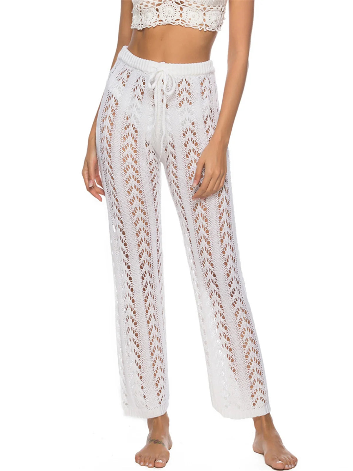 Pantalon de Plage Femme – Jambes Larges Taille Élastique Cover-Up