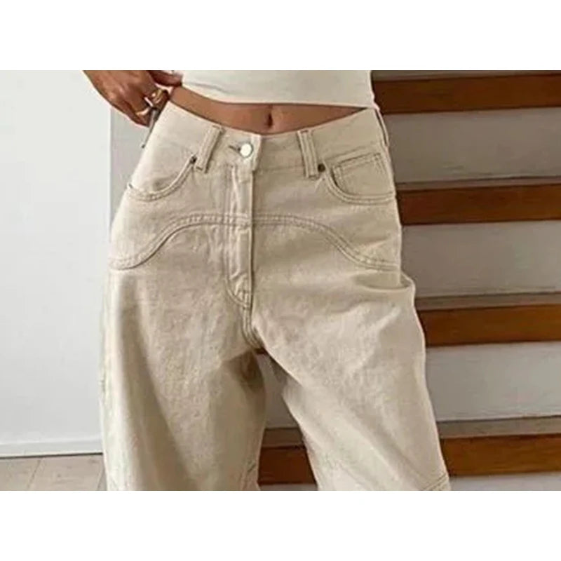 Jean Baggy Femme – Taille Haute Jambe Large Coupe Confortable