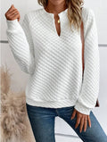 Sweat Décontracté Femme – Col V Profond, Coupe Loose & Manches Longues (plusieurs coloris)