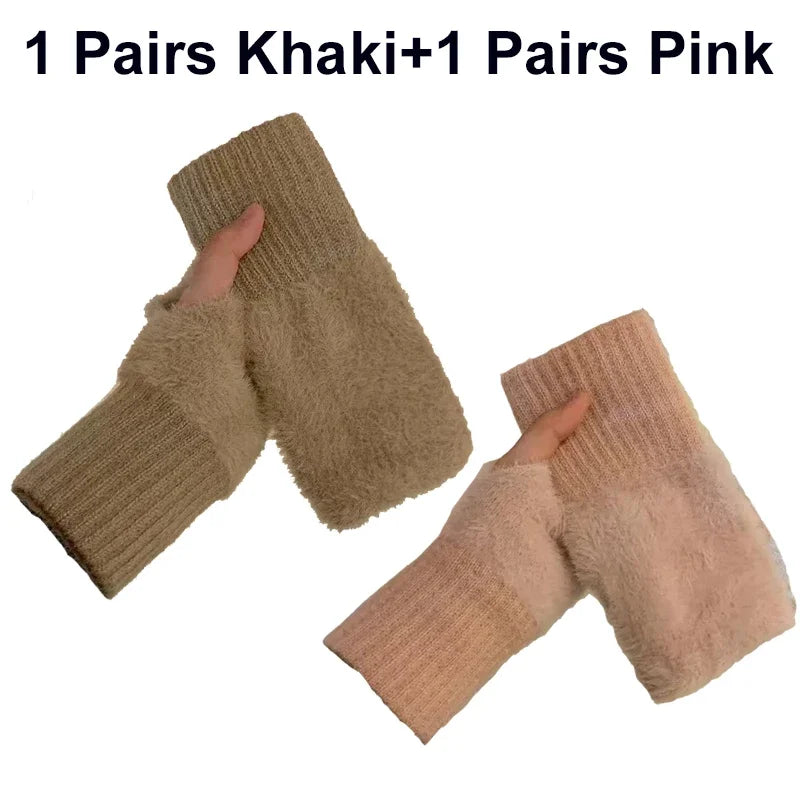 Gants sans doigts femme – Tricotés, mi-doigts – Plusieurs coloris