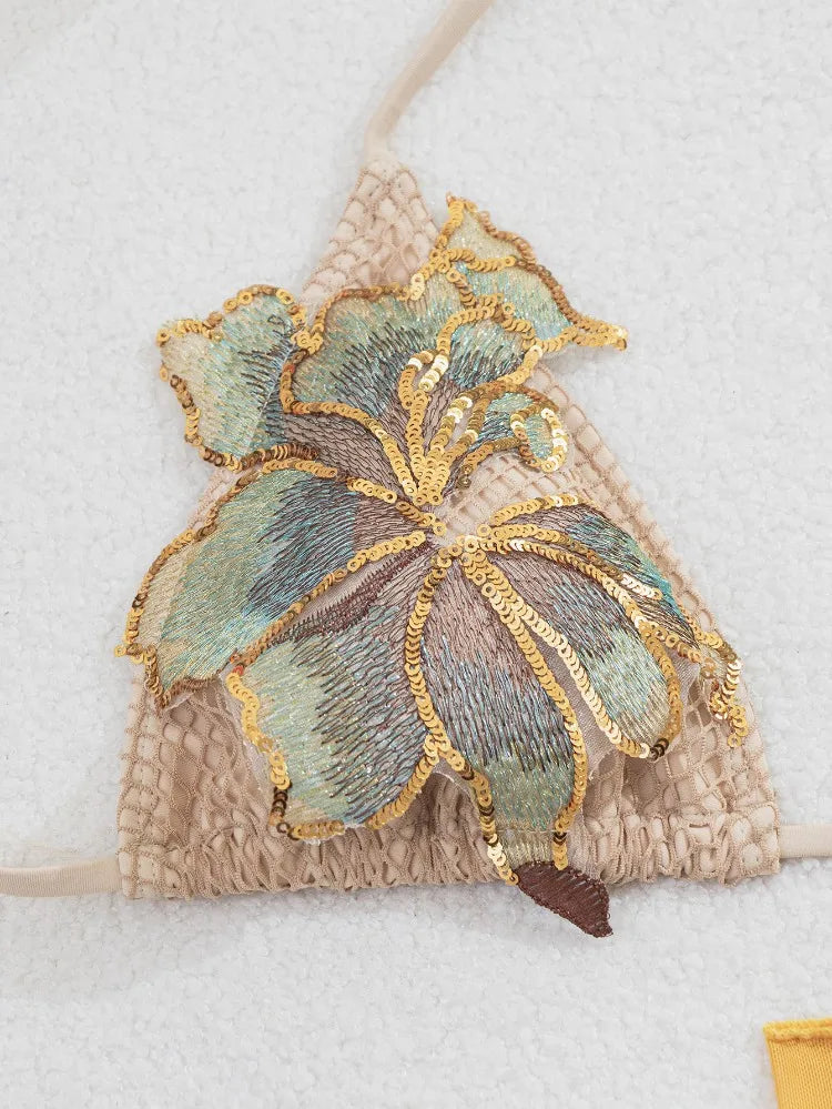 Applique taille basse Sexy 3 pièces ensemble de Bikini-maillot de bain de vacances à la plage pour femmes modeste burkini mujer burkini femme musulmane