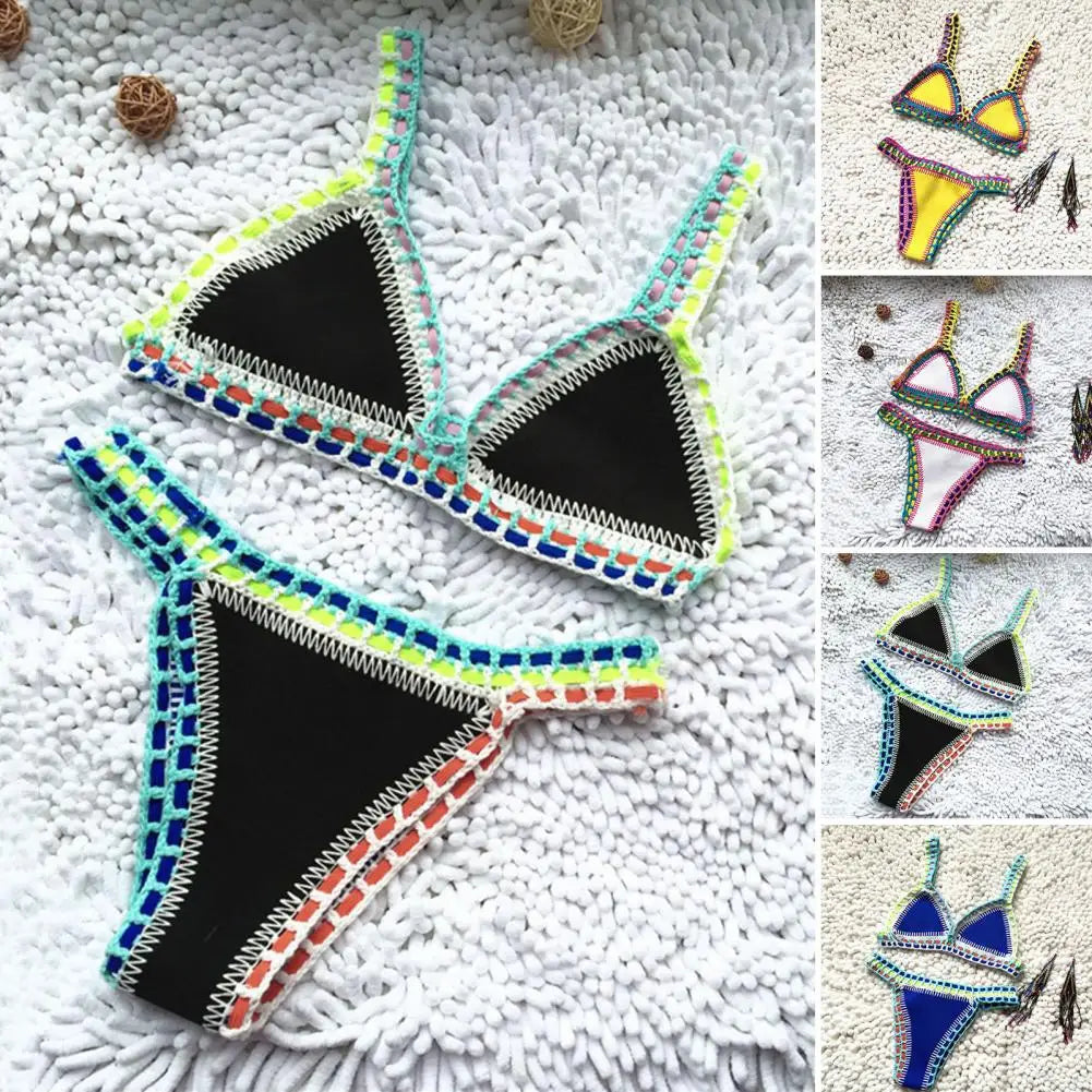 Bikini  2 Pièces – Crochet & Patchwork Style Brésilien -Plusieurs coloris