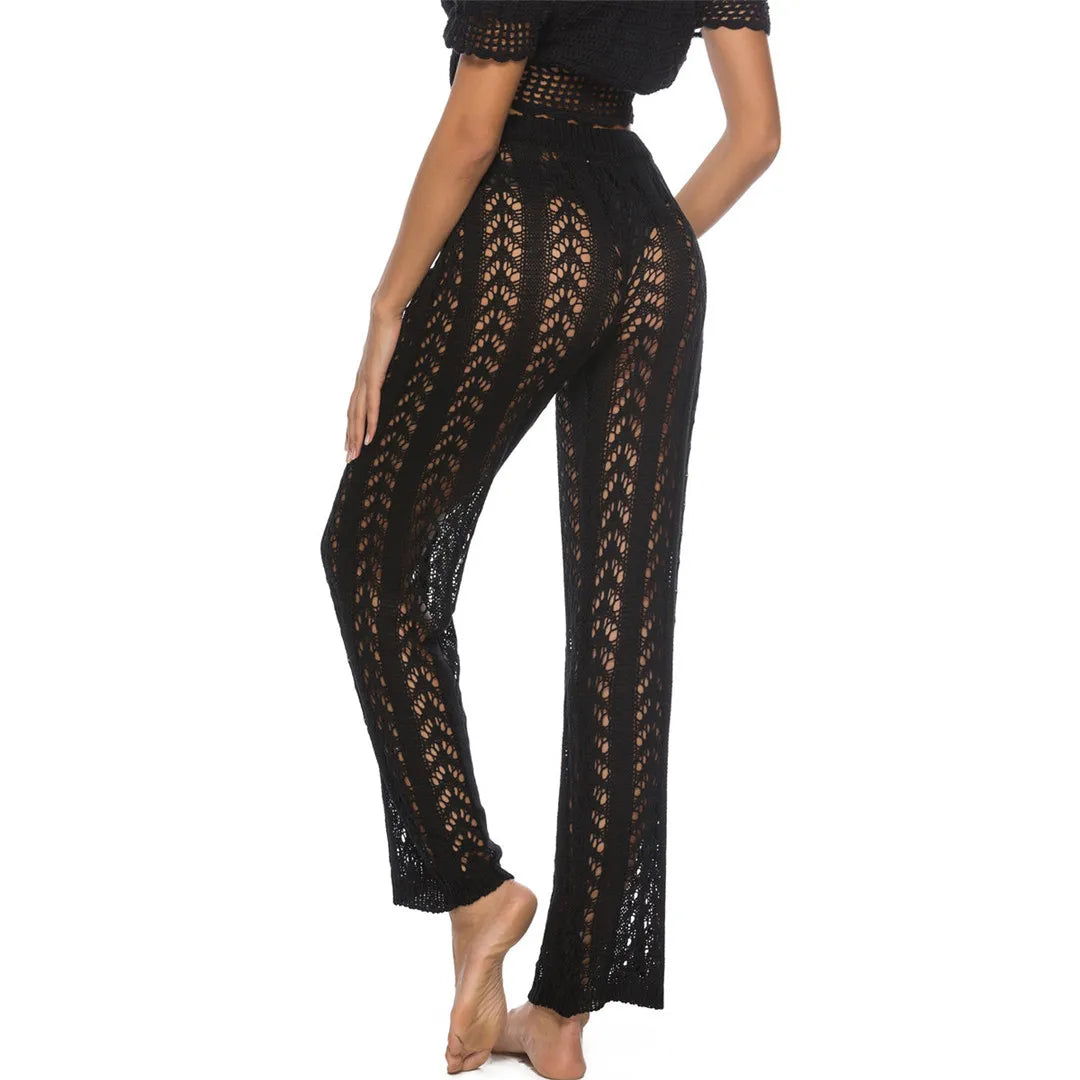 Pantalon de Plage Femme – Jambes Larges Taille Élastique Cover-Up
