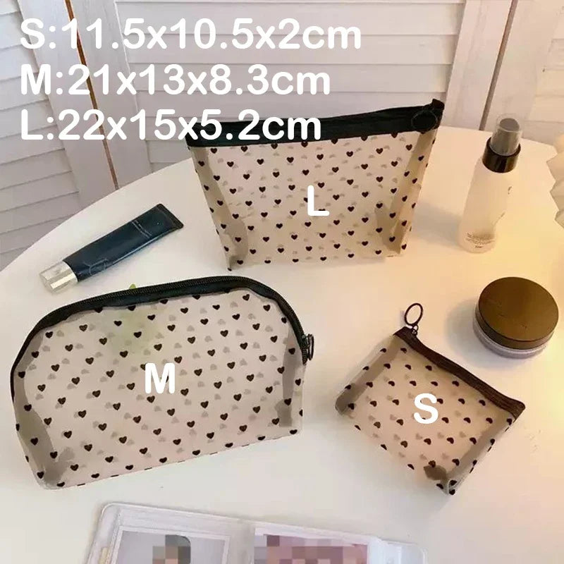 Sac à cosmétiques transparent en maille – Organisateur maquillage portable, 3 tailles