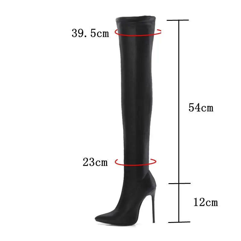 Bottes Cuissardes Femme – Talon Aiguille 12 cm & Bout Pointu