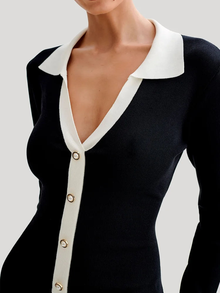 Robe Courte Femme – Maille Volantée, Nœud & Dos Nu