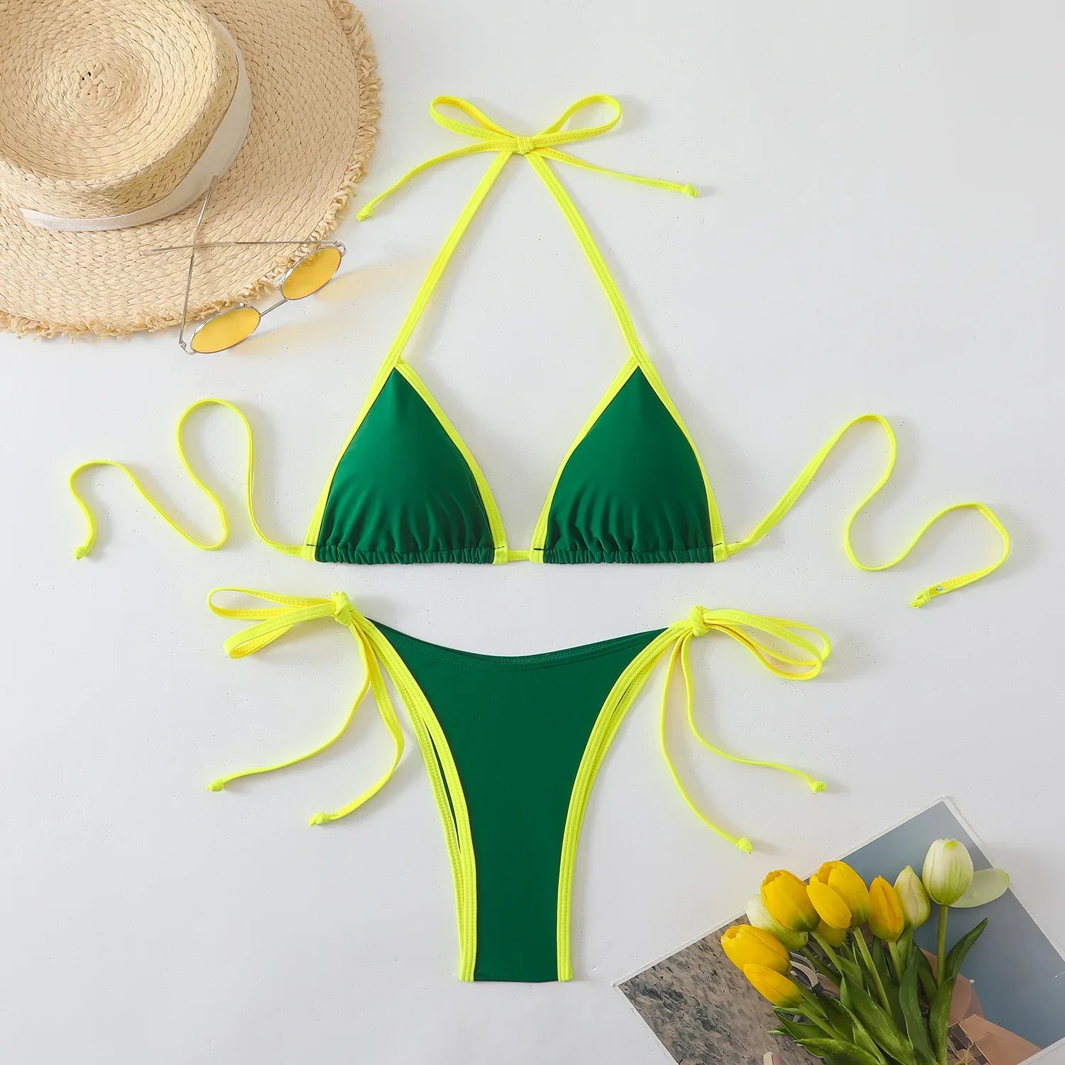 Bikini triangle brésilien femme – String push-up, été sexy 5 coloris