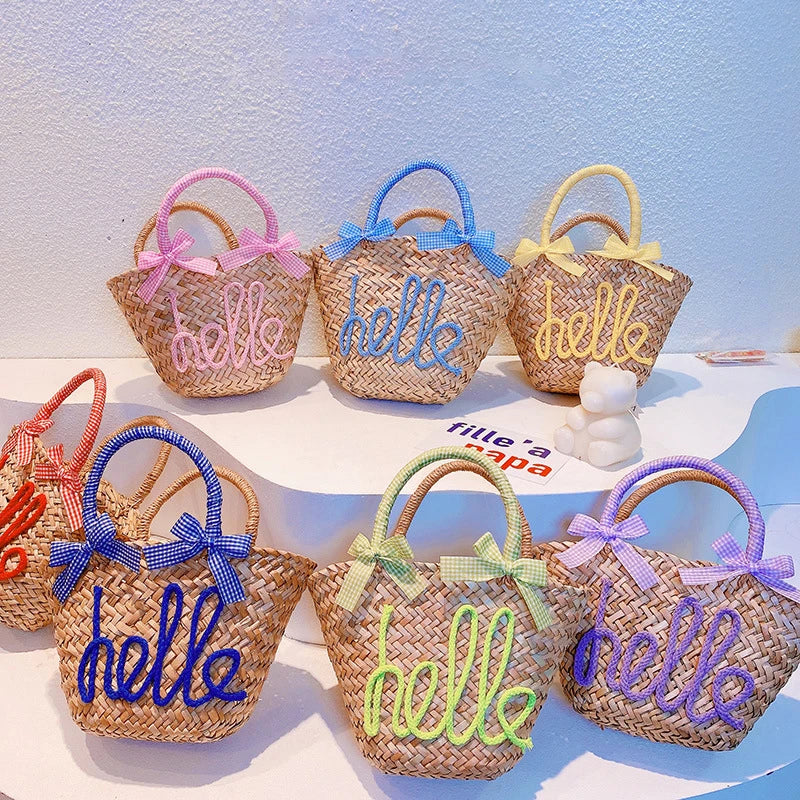 Petit sac en paille tressé  – plage & été, 5 coloris