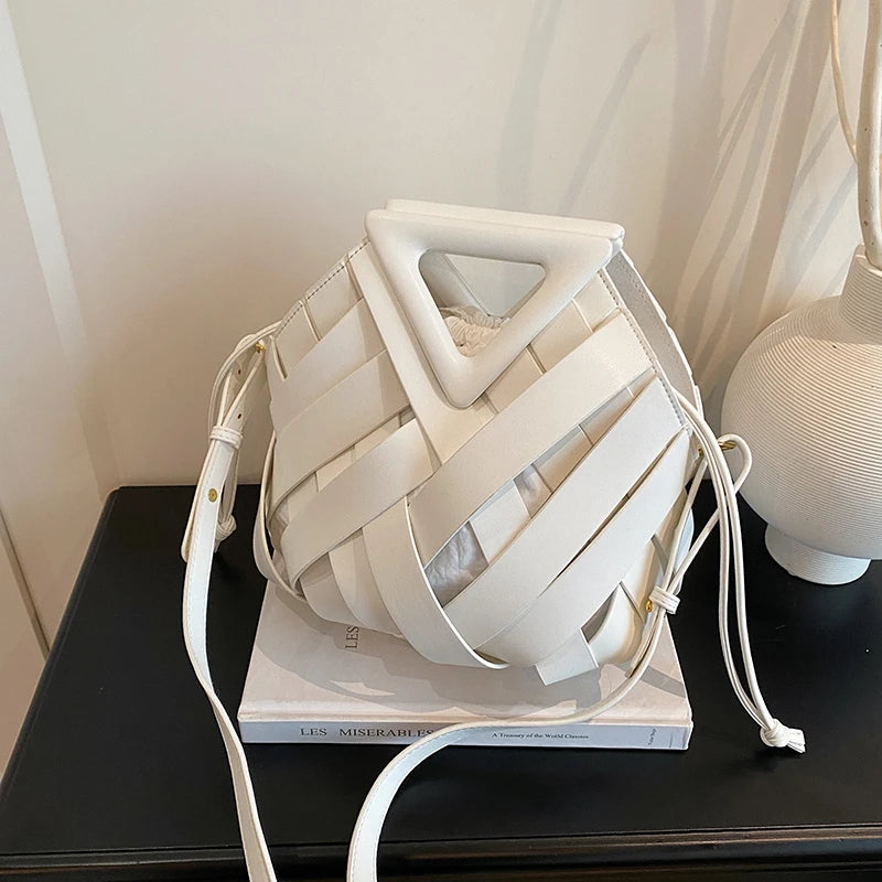 Pochette tissée en PU – Sac tressé minimaliste – Plusieurs coloris