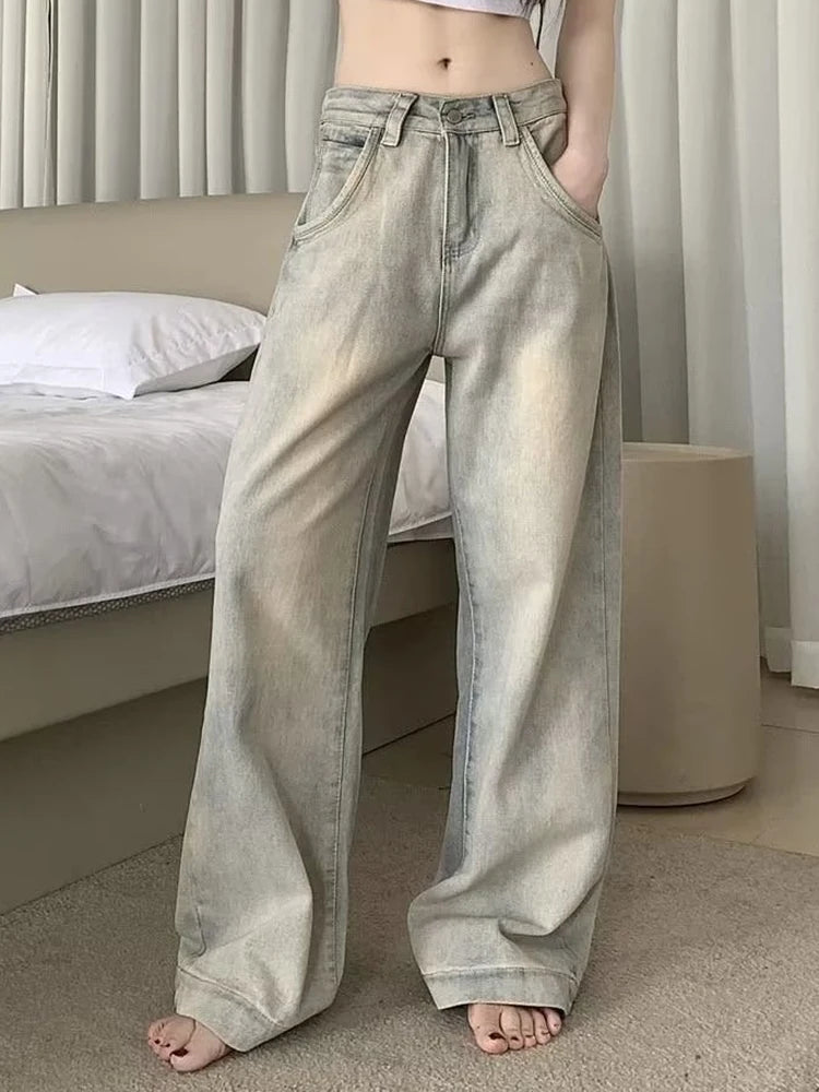 Jean Vintage Américain Femme – Coupe Droite Loose Décoloré