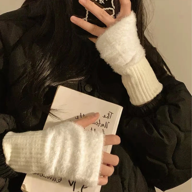 Gants sans doigts femme – Tricotés, mi-doigts – Plusieurs coloris