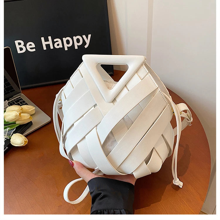 Pochette tissée en PU – Sac tressé minimaliste – Plusieurs coloris