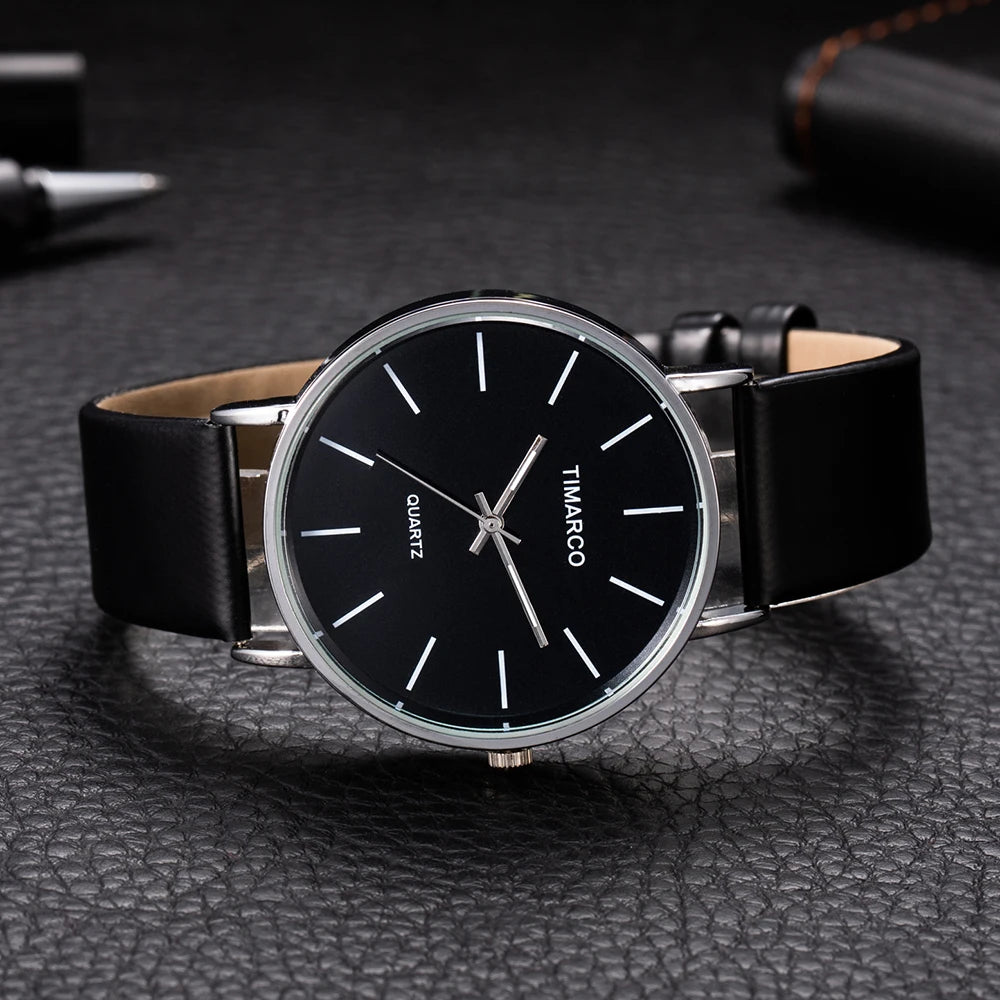 Montre femme minimaliste – Cadran rond, bracelet cuir – Plusieurs coloris