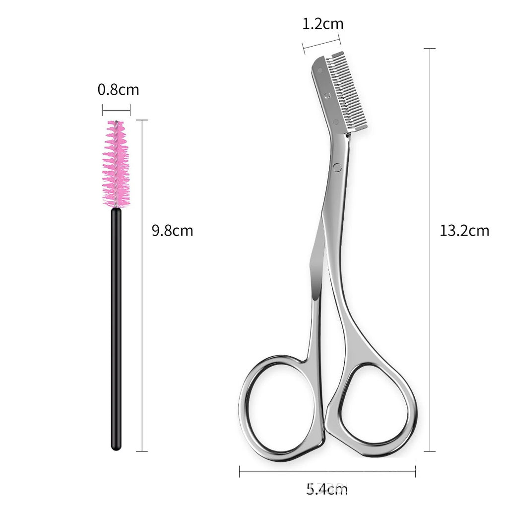 Kit Ciseaux à Sourcils en Acier Inoxydable avec Peigne – Plusieurs Coloris