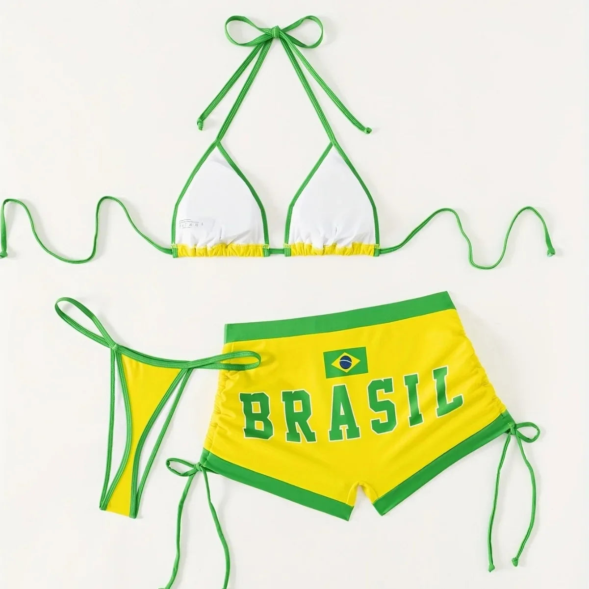 Bikini  3 Pièces – Motif Drapeau Brésilien