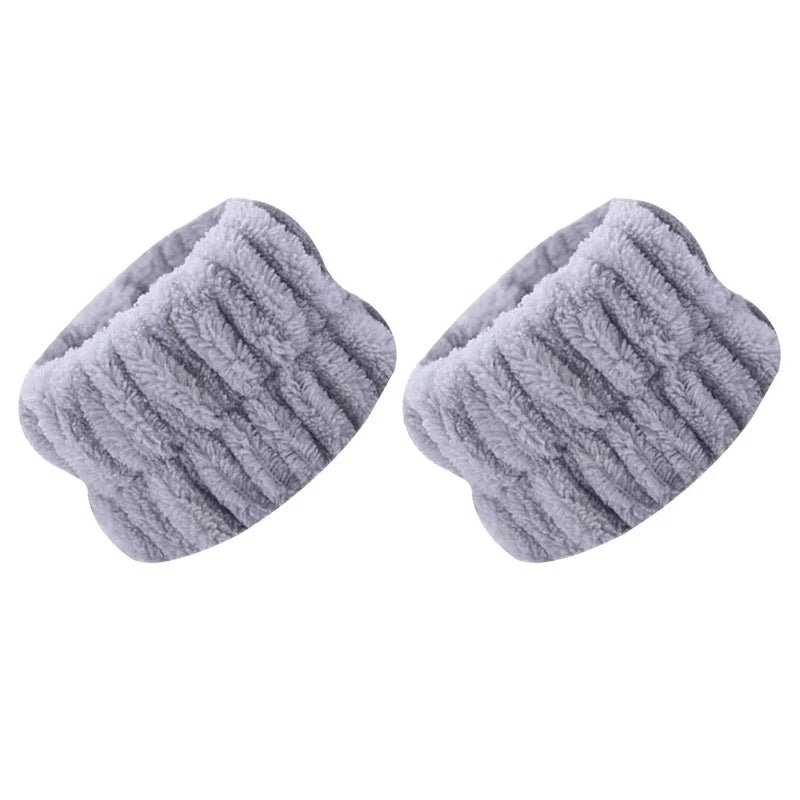 Bracelets lavage visage en polaire – Manchettes maquillage & douche, lot de 2