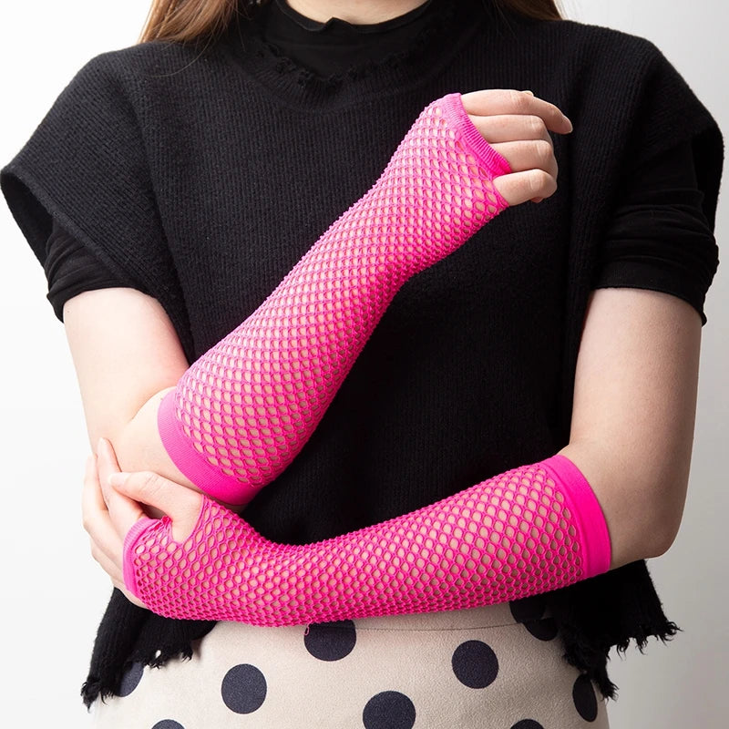 Gants résille longs sans doigts style Gothique 8 coloris