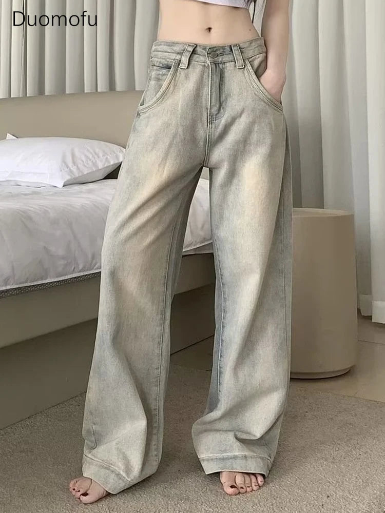 Jean Vintage Américain Femme – Coupe Droite Loose Décoloré