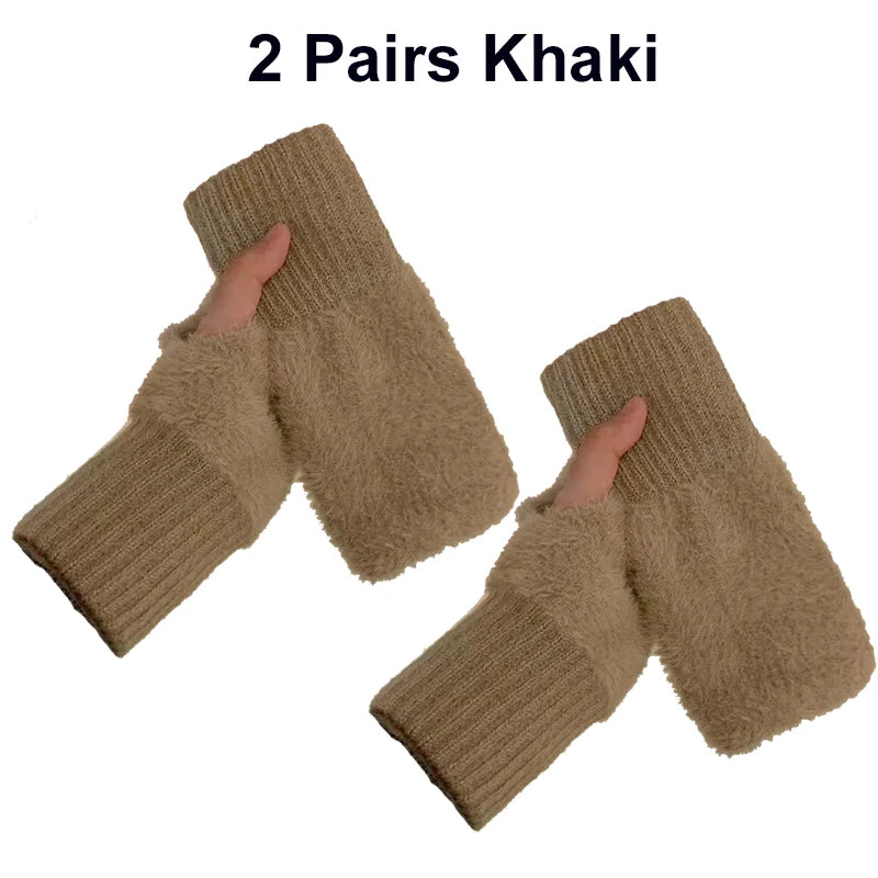 Gants sans doigts femme – Tricotés, mi-doigts – Plusieurs coloris