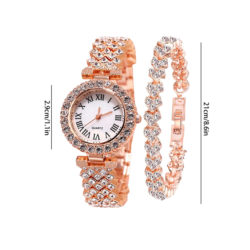 Montre femme diamant – Cadran rond, chiffres romains – Plusieurs coloris