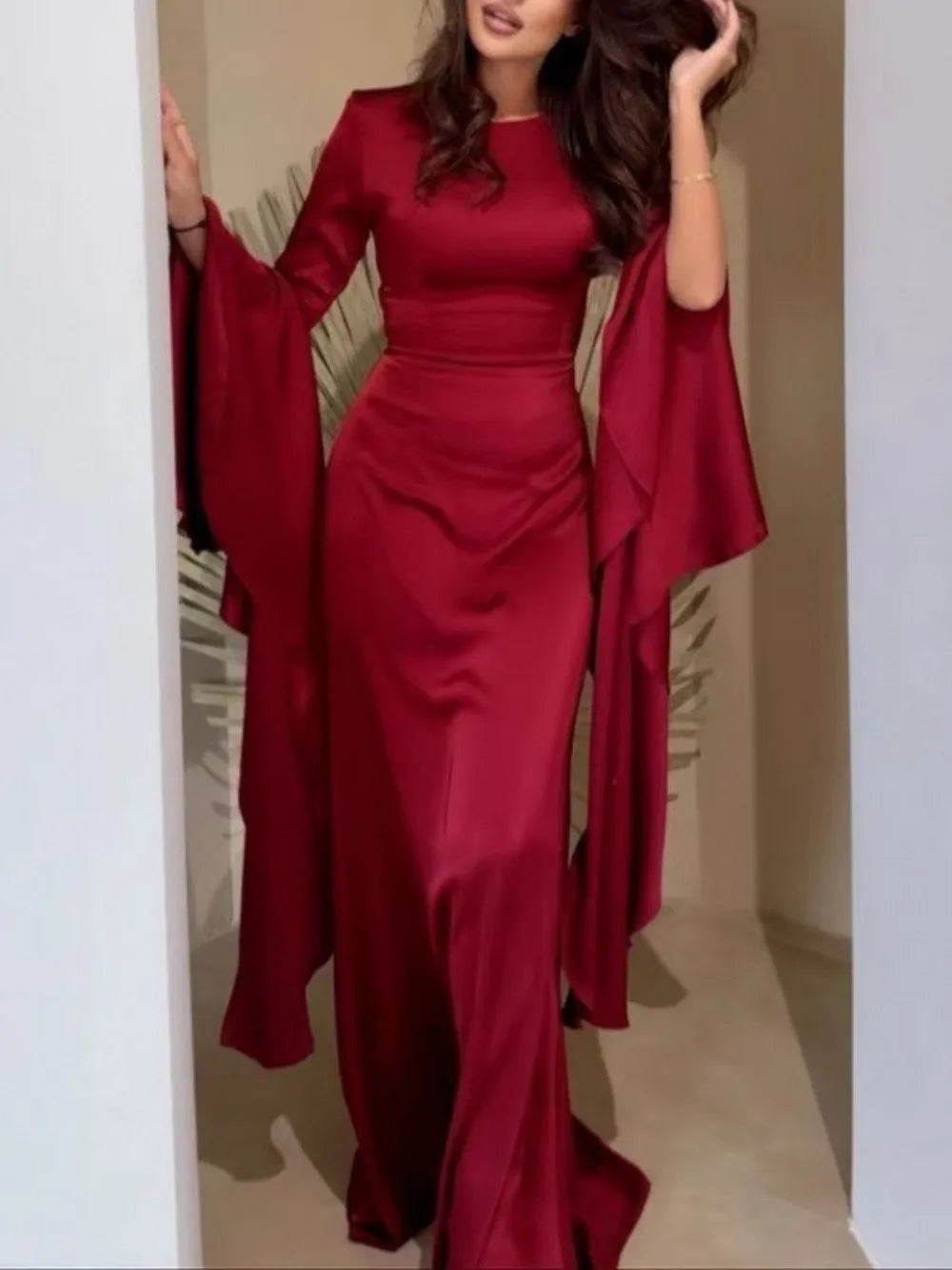 Robe Longue Caftan – Style Dubaïote, Manches Évasées (Plusieurs coloris)