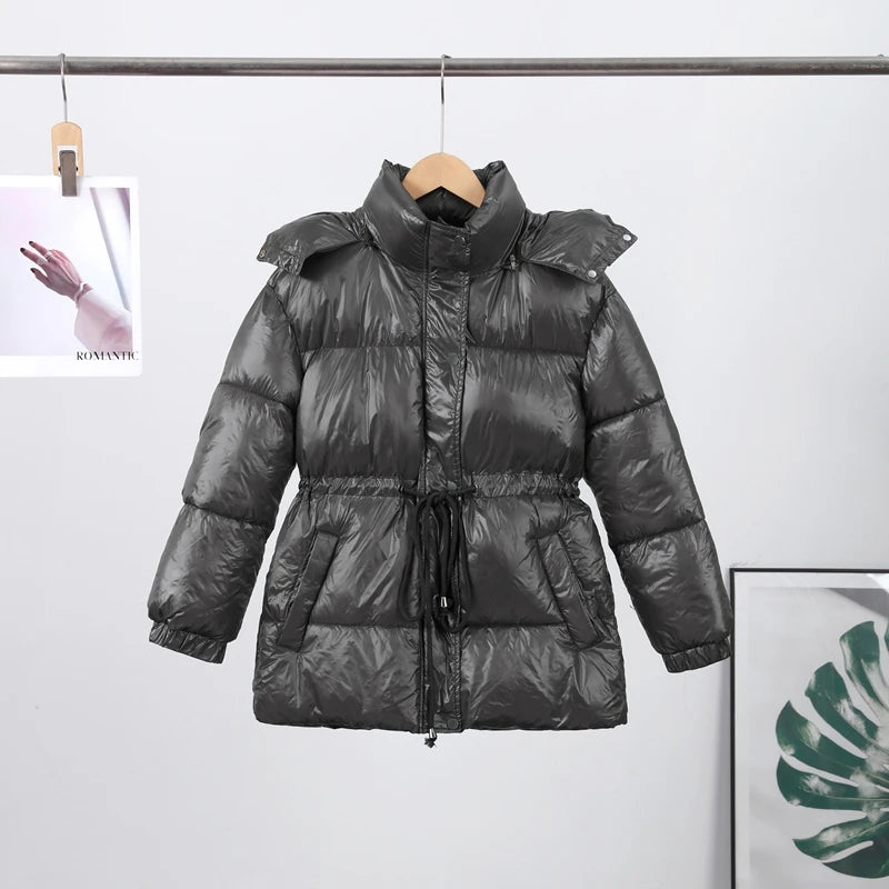 Doudoune à capuche femme – Coupe ample, cordon taille, épaisse – Streetwear chic 5 coloris