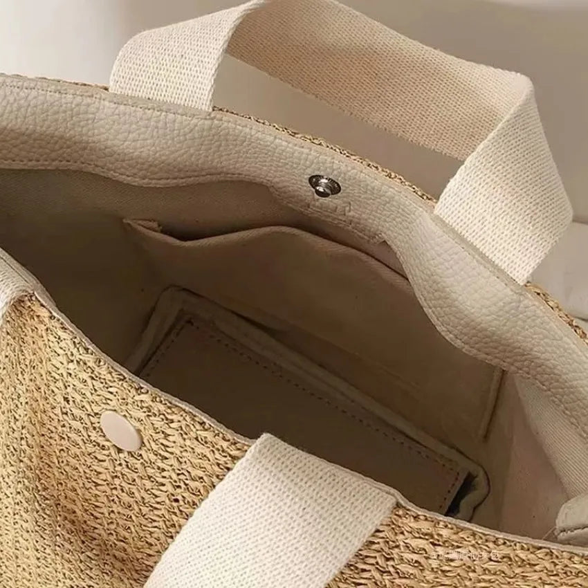 Sac en rotin tressé  – Grande capacité, plage été, éco-responsable 2 coloris