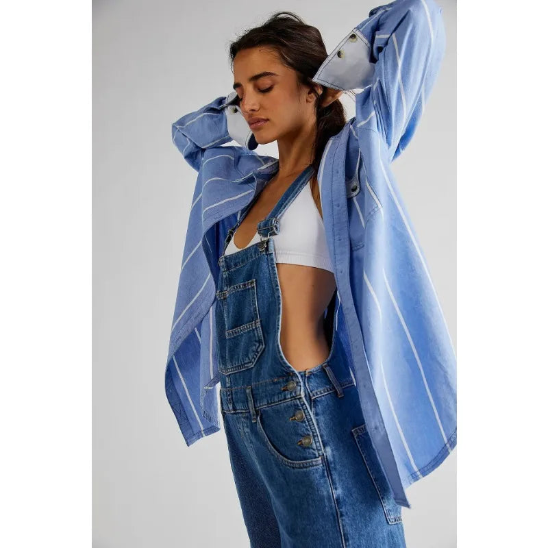 Combinaison Salopette Femme – Denim Bleu Sans Manches À Bretelles -3 coloris