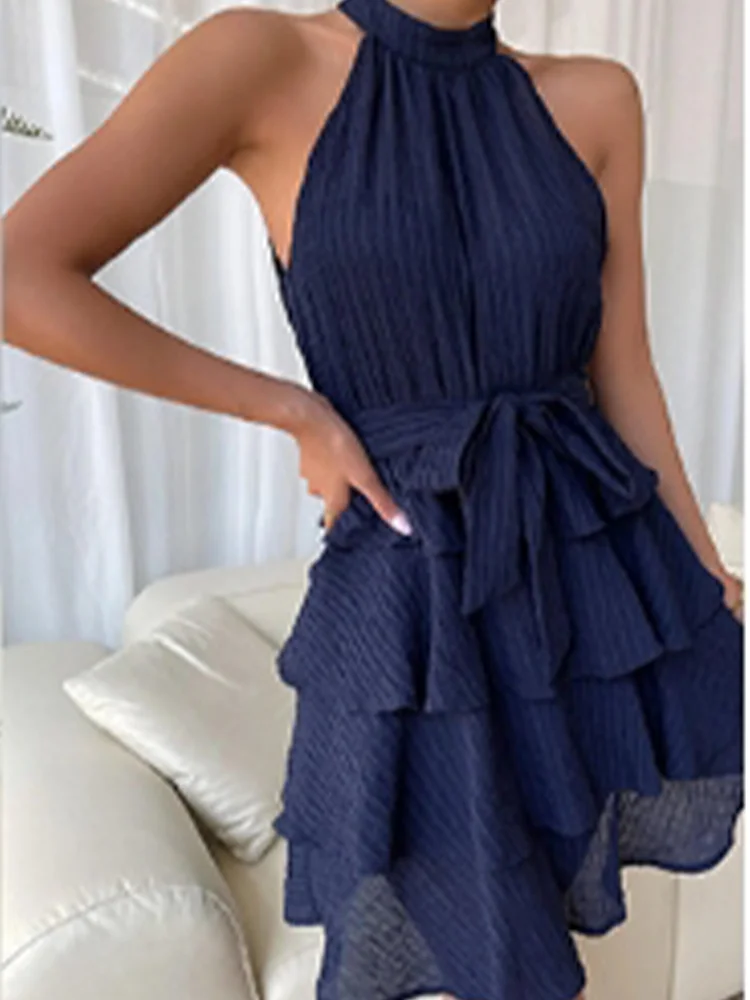 Robe Courte Femme – Épaules Dénudées, Volants Superposés (Plusieurs coloris)