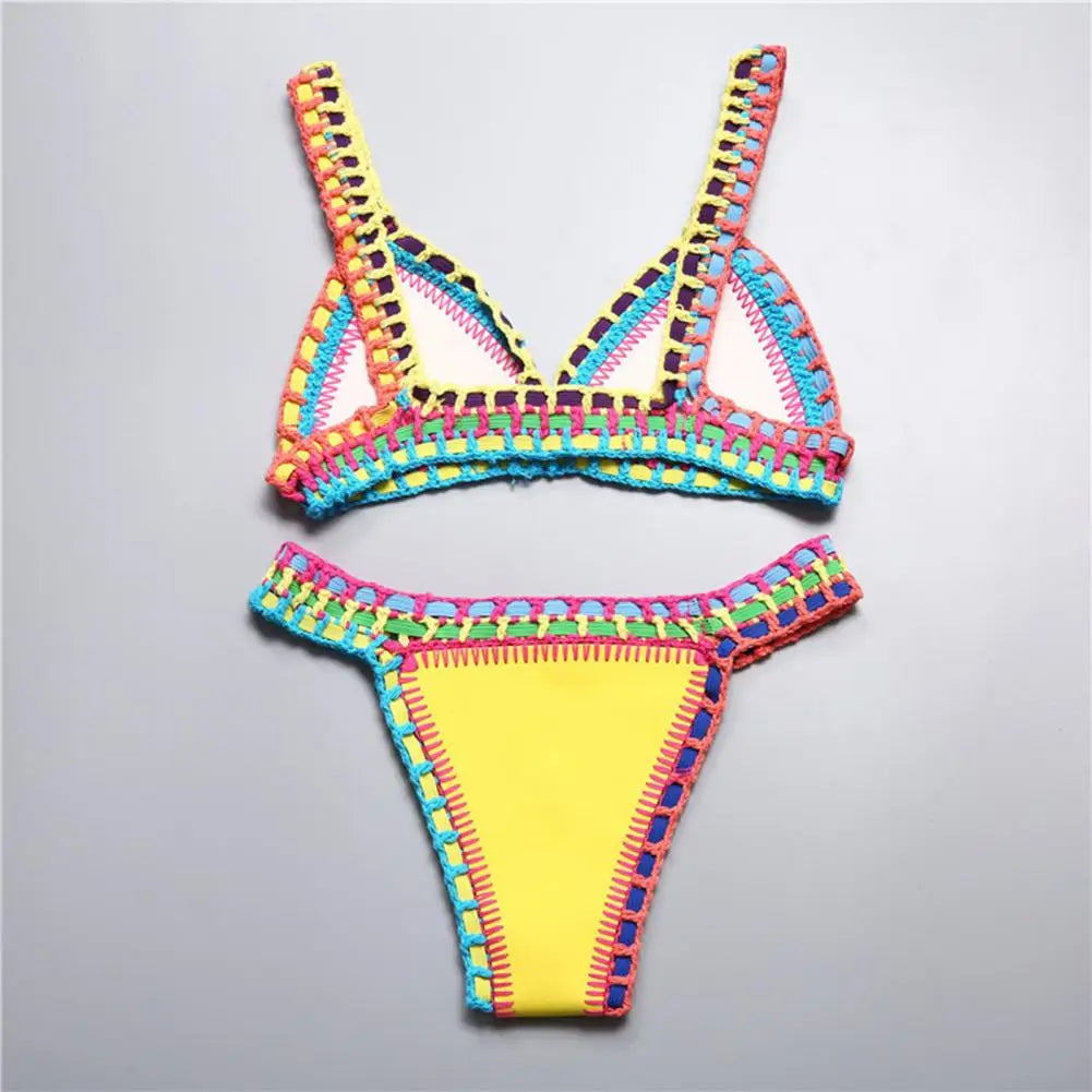 Bikini  2 Pièces – Crochet & Patchwork Style Brésilien -Plusieurs coloris