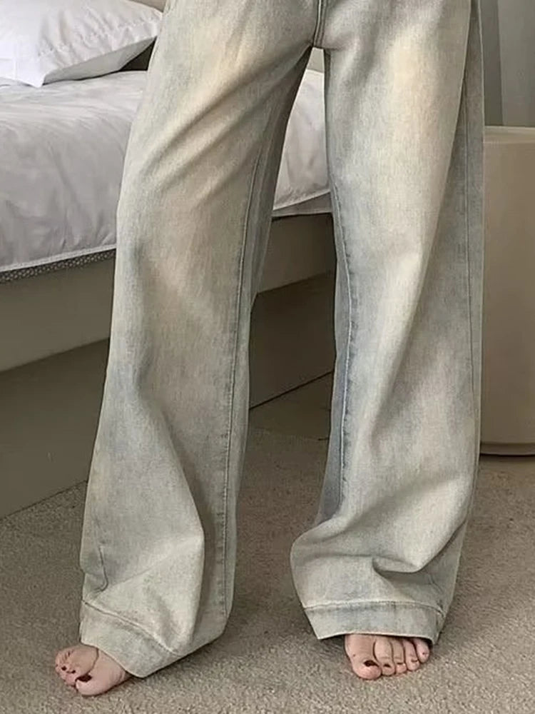 Jean Vintage Américain Femme – Coupe Droite Loose Décoloré