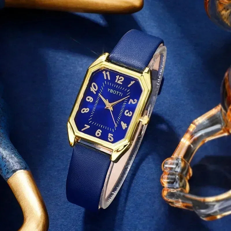 Montre femme carrée – Bracelet cuir, quartz – Plusieurs coloris