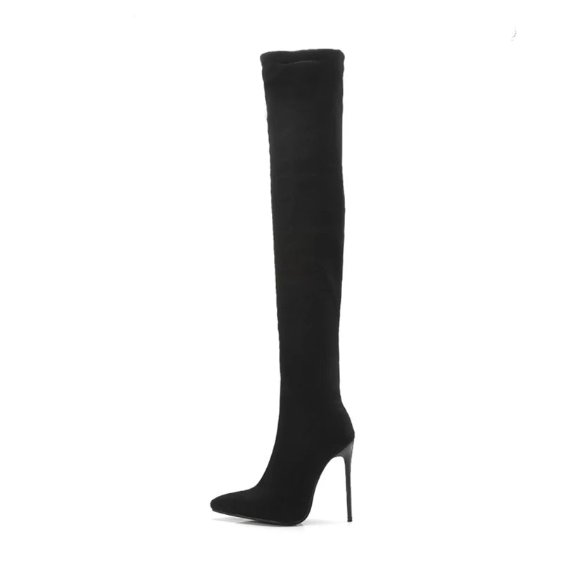 Bottes Cuissardes Femme – Talon Aiguille 12 cm & Bout Pointu