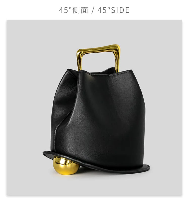 Sac seau en cuir PU – Poignée métal – Plusieurs coloris