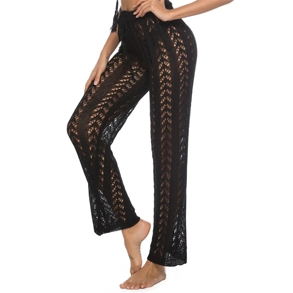 Pantalon de Plage Femme – Jambes Larges Taille Élastique Cover-Up