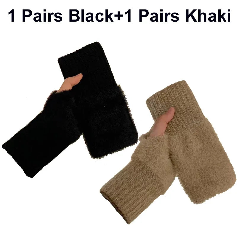 Gants sans doigts femme – Tricotés, mi-doigts – Plusieurs coloris