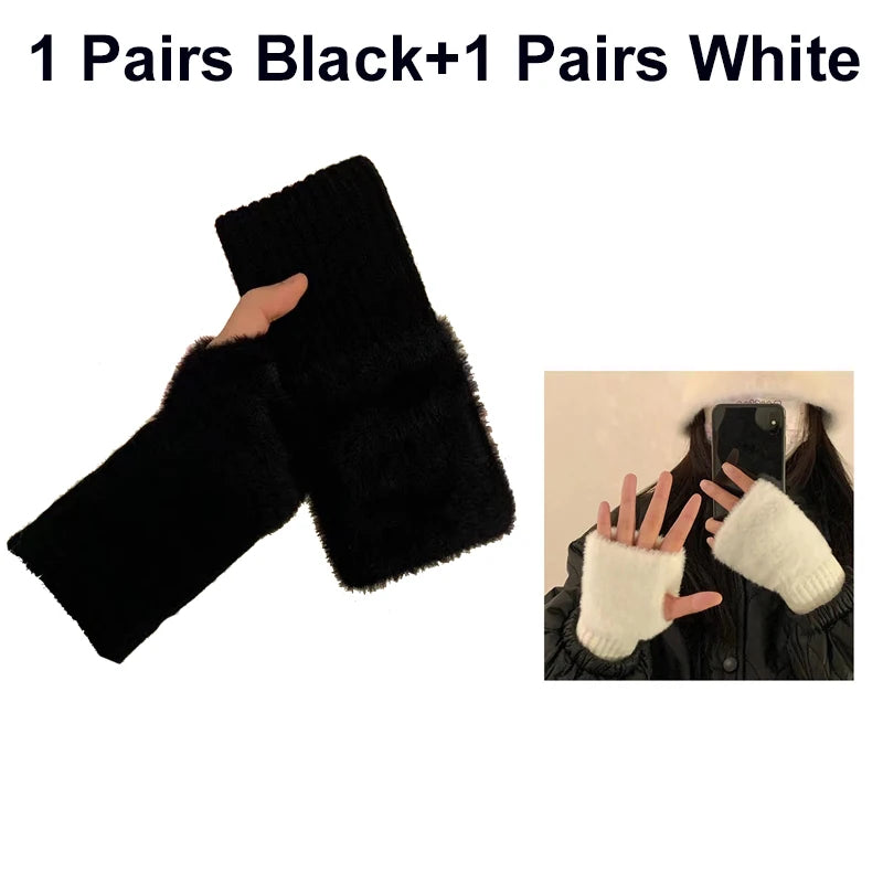 Gants sans doigts femme – Tricotés, mi-doigts – Plusieurs coloris