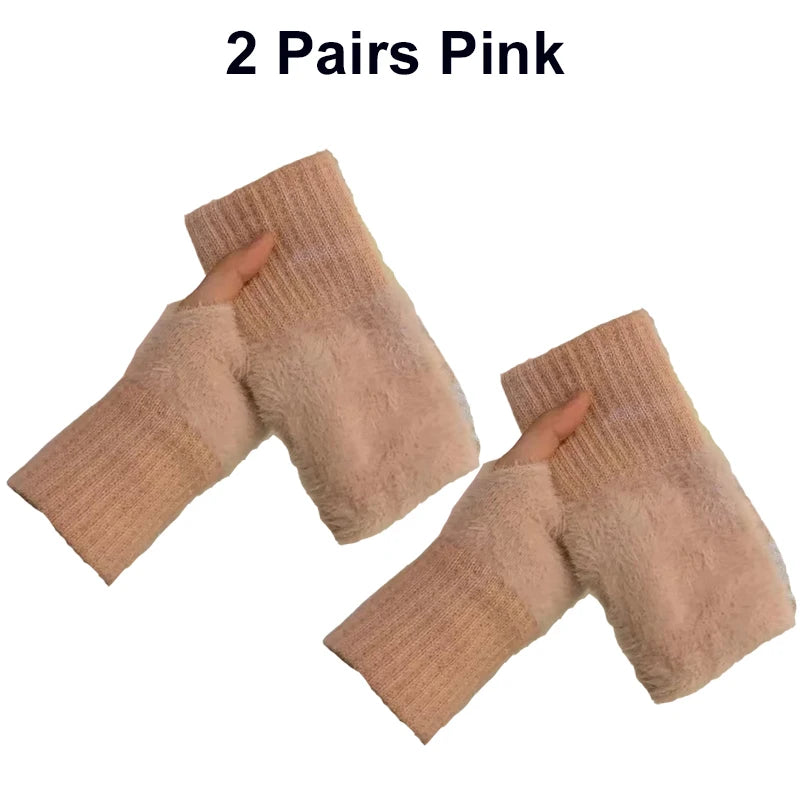 Gants sans doigts femme – Tricotés, mi-doigts – Plusieurs coloris