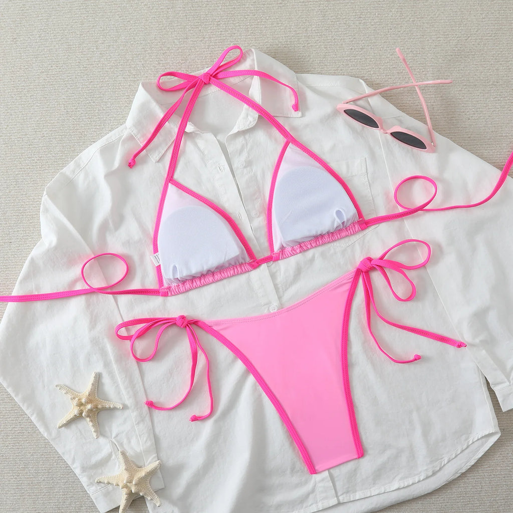 Bikini triangle brésilien femme – String push-up, été sexy 5 coloris