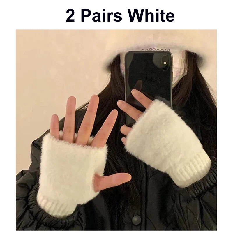Gants sans doigts femme – Tricotés, mi-doigts – Plusieurs coloris