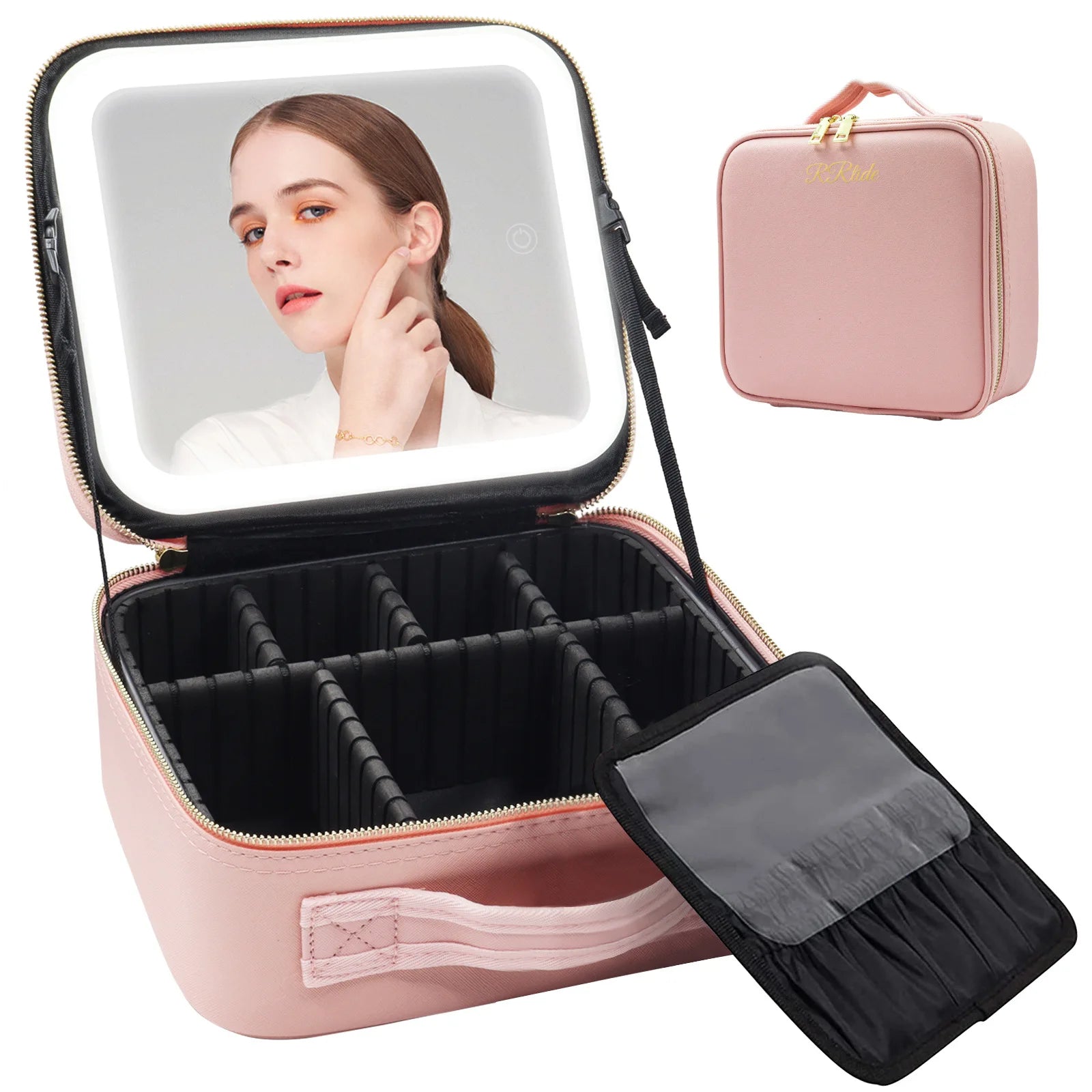 Trousse de maquillage voyage éclairée LED – Miroir intégré, rechargeable USB 10 coloris