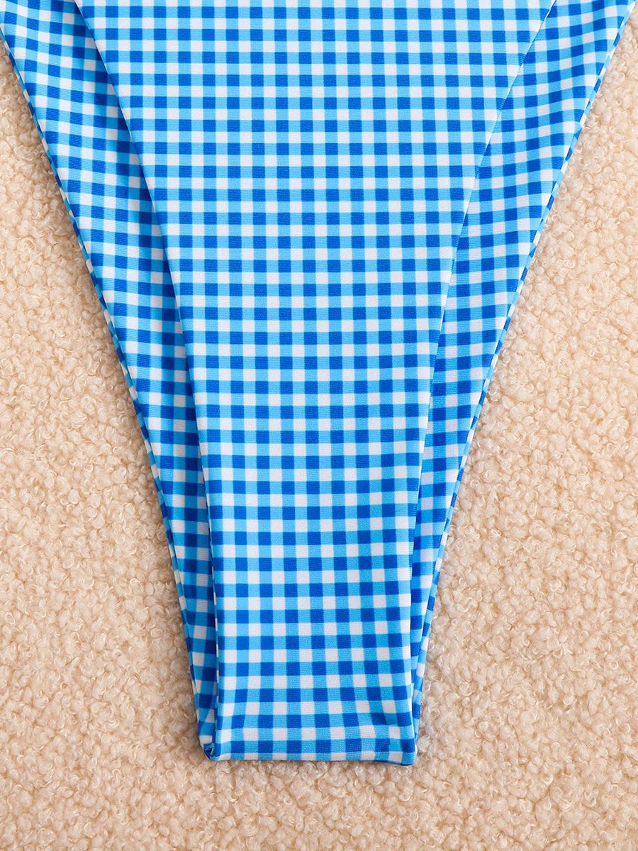 Bikini 2 Pièces – Halter & String Motif Petits Carreaux -Plusieurs coloris